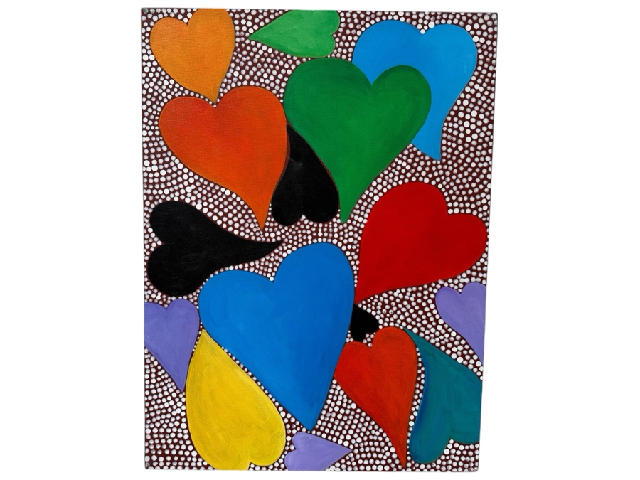 Gerrit Greve (1948-2024, Cardiff by the Sea, CA) Original Acrylic Painting On Canvas Titled 'Heart Series'  Signed Verso 18 X 24 Estimate $400 - $500 [Photo 1]