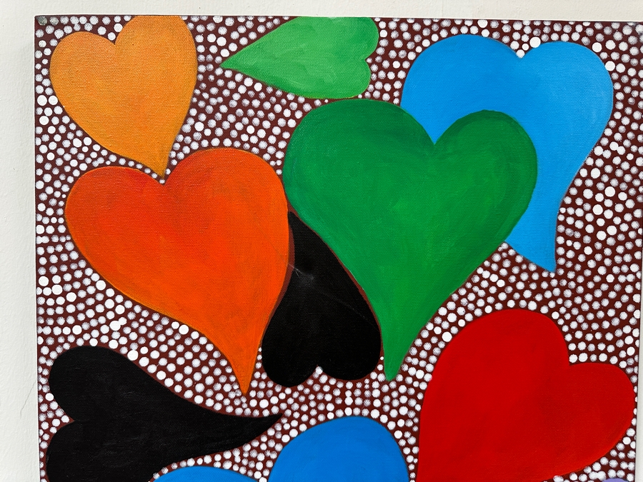 Gerrit Greve (1948-2024, Cardiff by the Sea, CA) Original Acrylic Painting On Canvas Titled 'Heart Series'  Signed Verso 18 X 24 Estimate $400 - $500 [Photo 2]