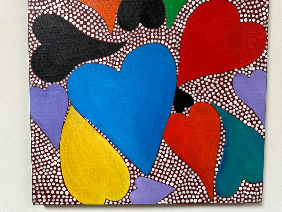 Gerrit Greve (1948-2024, Cardiff by the Sea, CA) Original Acrylic Painting On Canvas Titled 'Heart Series'  Signed Verso 18 X 24 Estimate $400 - $500 [Photo 3]