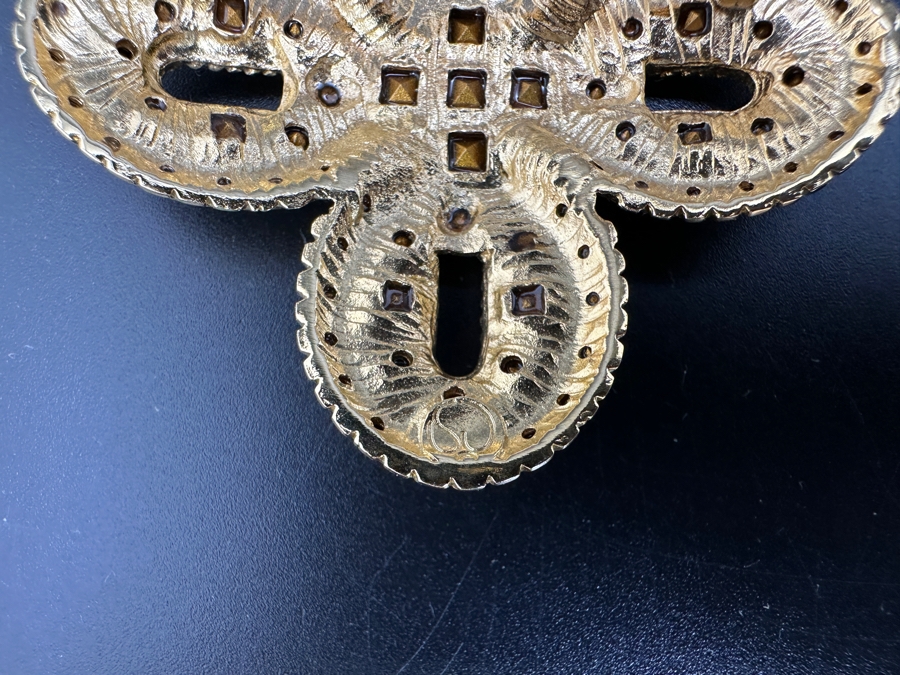 Vintage St. John Gold Tone and Rhinestone Brooch Pin [Photo 5]