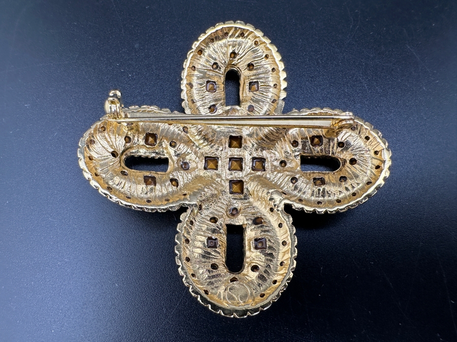 Vintage St. John Gold Tone and Rhinestone Brooch Pin [Photo 4]