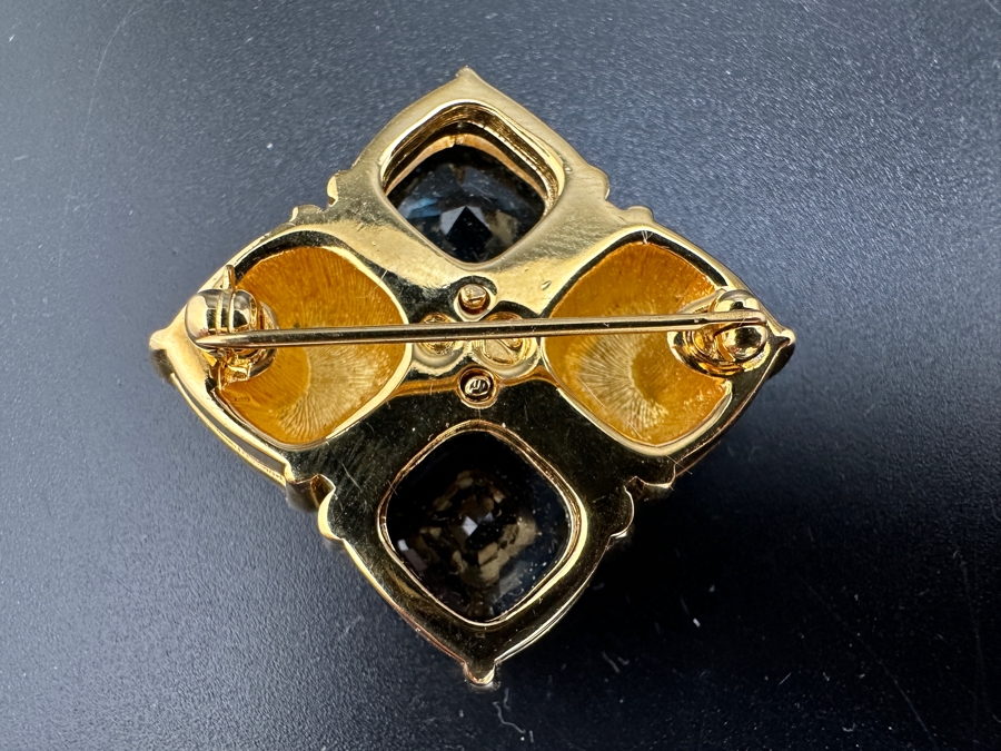 Swarovski Crystal Blue Rhinestone Brooch Pin [Photo 3]