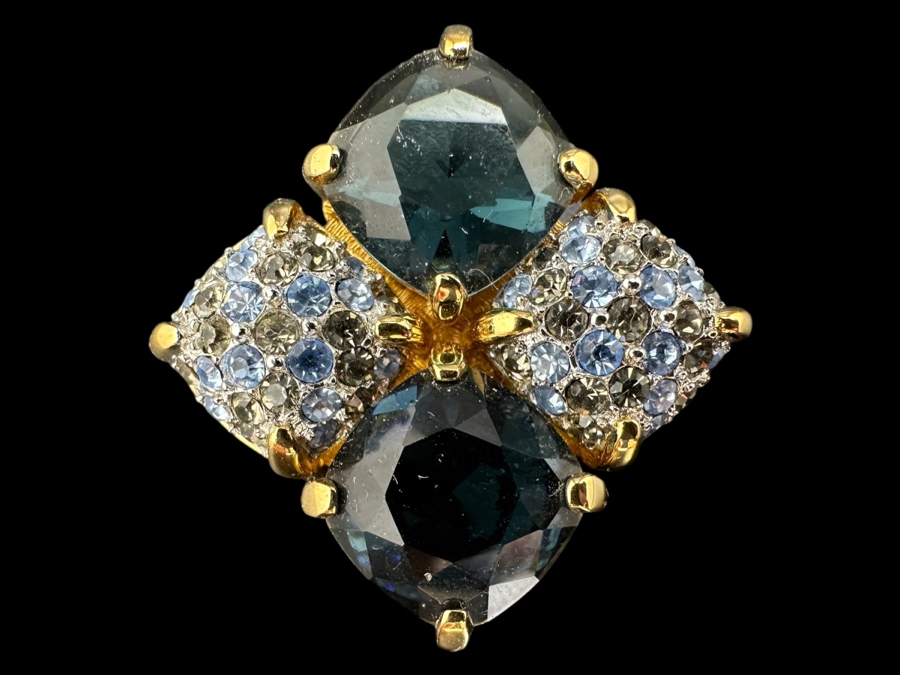 Swarovski Crystal Blue Rhinestone Brooch Pin [Photo 1]