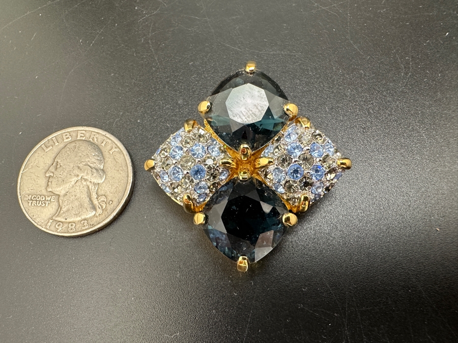 Swarovski Crystal Blue Rhinestone Brooch Pin [Photo 6]