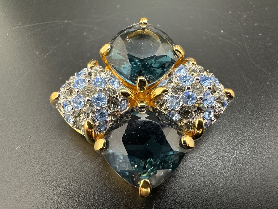 Swarovski Crystal Blue Rhinestone Brooch Pin [Photo 2]