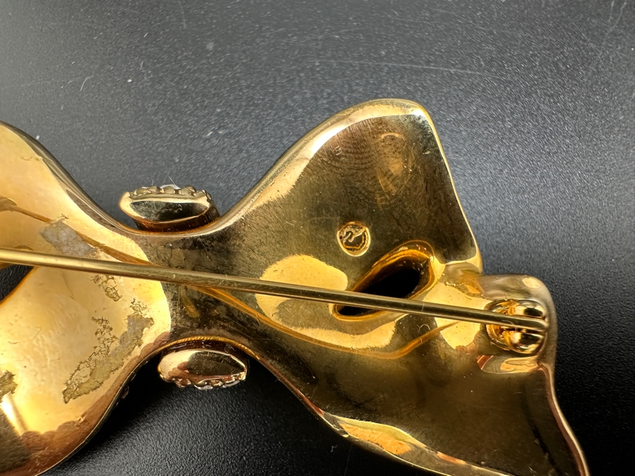 Swarovski Gold Plated Crystal Bow Brooch Pin [Photo 4]