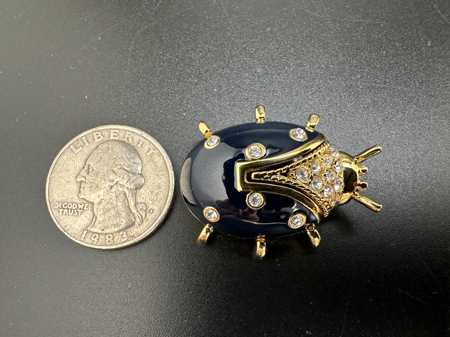 Vintage St. John Gilt & Enamel Ladybug Brooch Pin  [Photo 2]