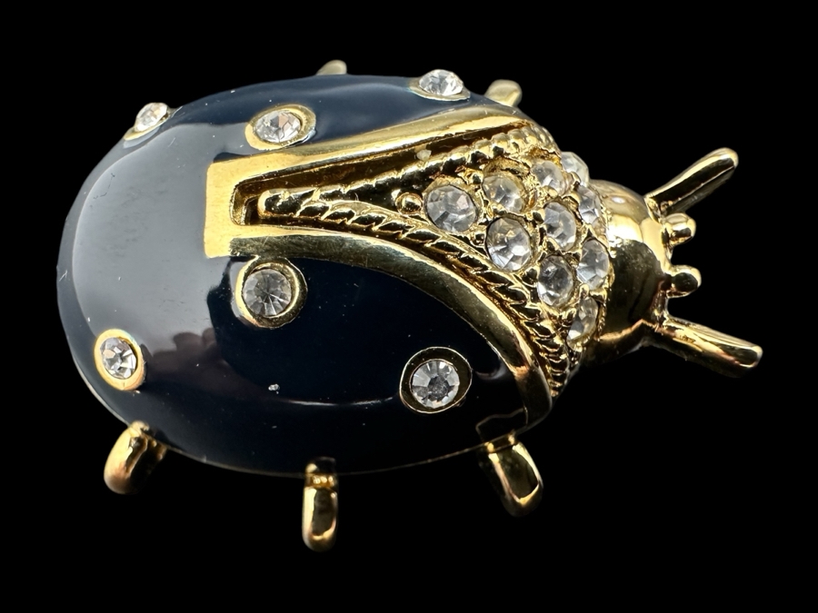 Vintage St. John Gilt & Enamel Ladybug Brooch Pin 