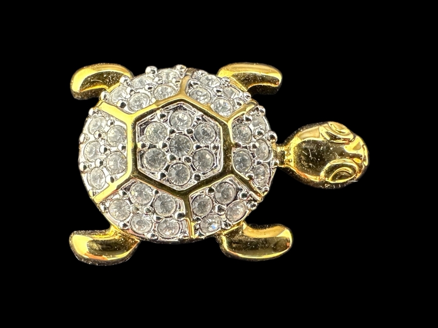 Swarovski Crystal Turtle Brooch Pin