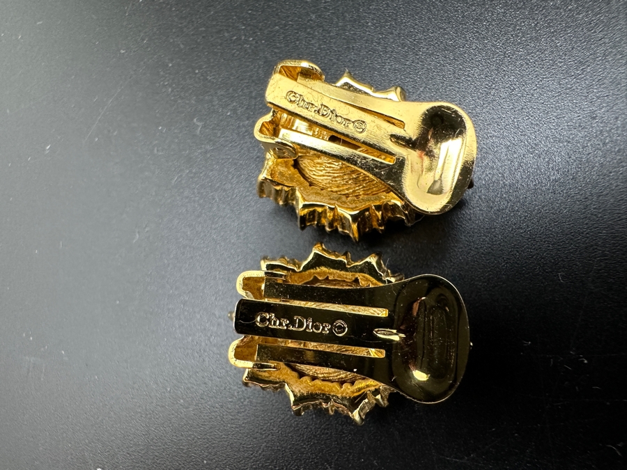 Vintage Christian Dior Blue Teardrop Clip-On Earrings  [Photo 3]