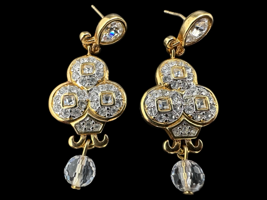 Swarovski Crystal And Gold Tone Earrings