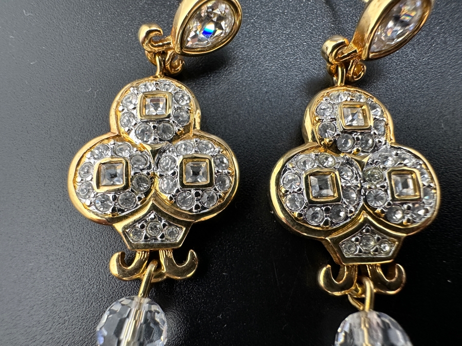 Swarovski Crystal And Gold Tone Earrings [Photo 2]