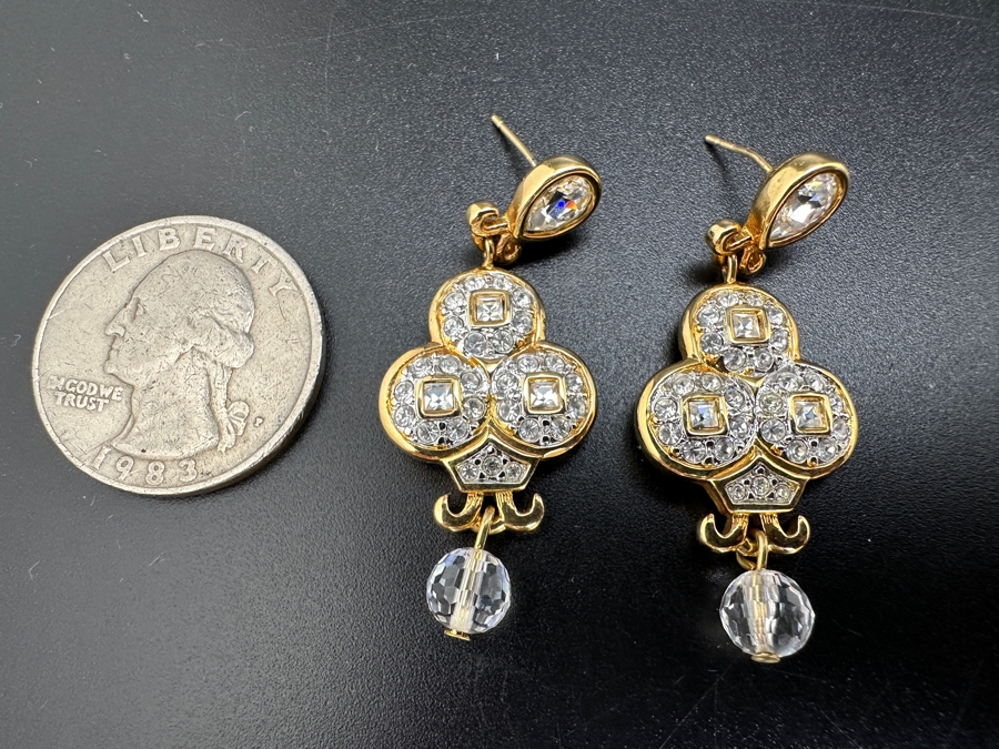 Swarovski Crystal And Gold Tone Earrings [Photo 3]