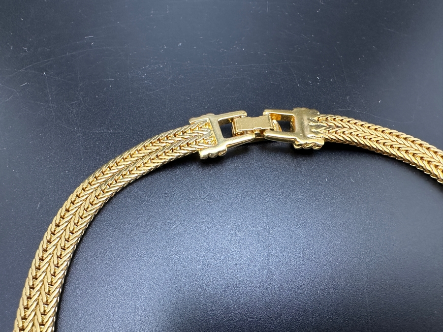 Swarovski Crystal and Gold Tone Necklace with Double Wheat Chain 15.25' L [Photo 7]