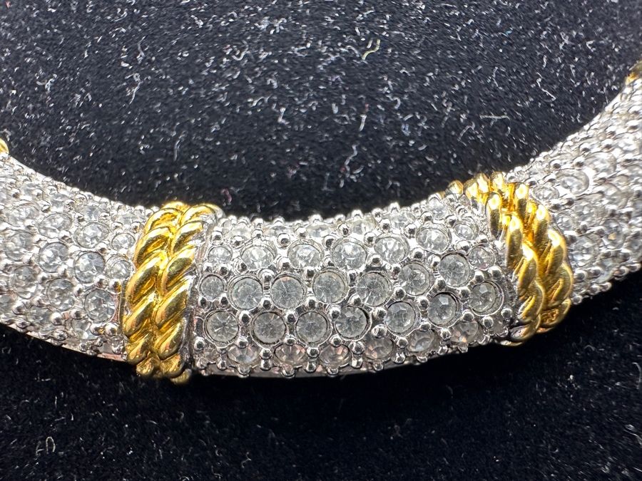 Swarovski Crystal and Gold Tone Necklace with Double Wheat Chain 15.25' L [Photo 2]