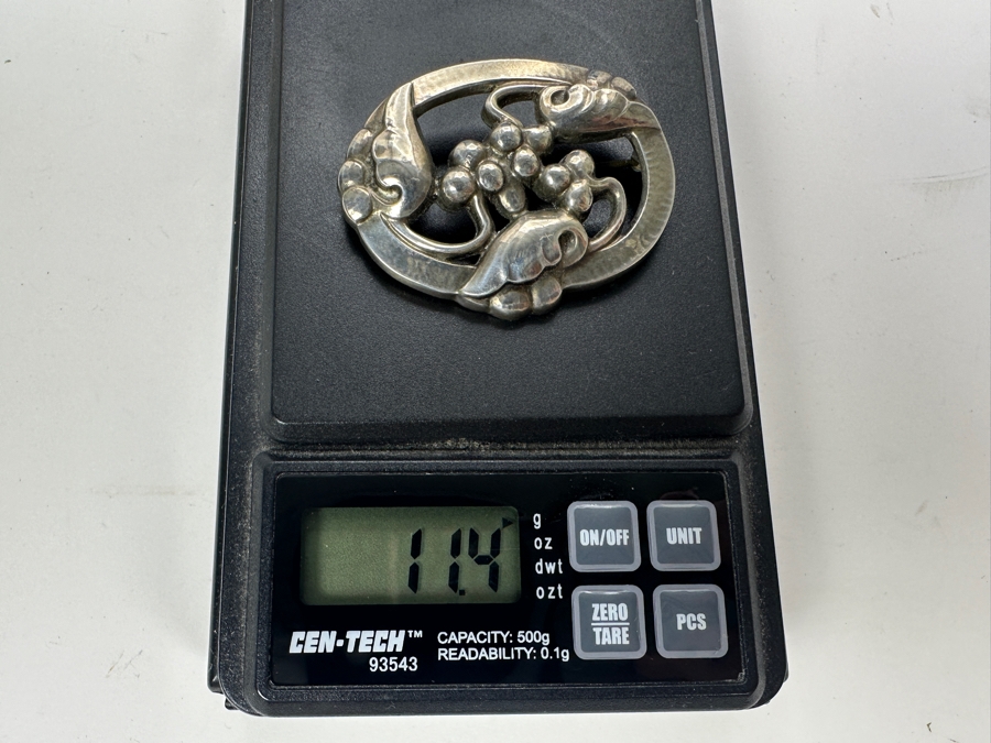 Georg Jensen Sterling Silver Design 101 Moonlight Grapes Brooch Pin 11.4g [Photo 6]