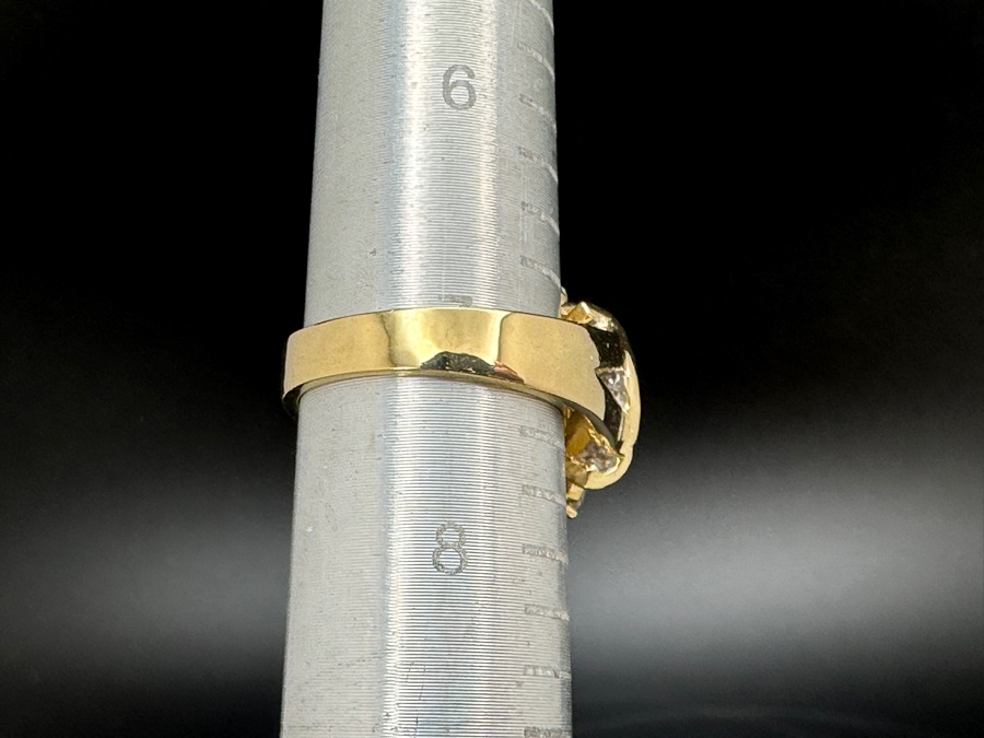 14K Gold Ring (9.6g) with 11mm Cultured Pearl, .80 cttw Round Brilliant Diamonds + .50 cttw Baguette Diamonds Size 7 Fair Market Value $1,700 Retail $3,400 [Photo 16]