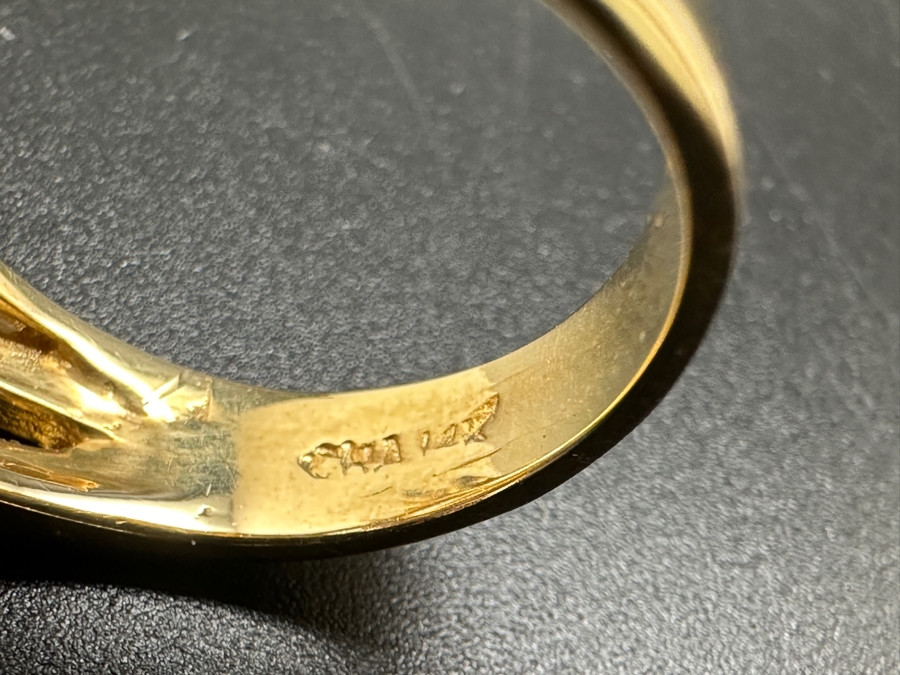 14K Gold Ring (9.6g) with 11mm Cultured Pearl, .80 cttw Round Brilliant Diamonds + .50 cttw Baguette Diamonds Size 7 Fair Market Value $1,700 Retail $3,400 [Photo 14]