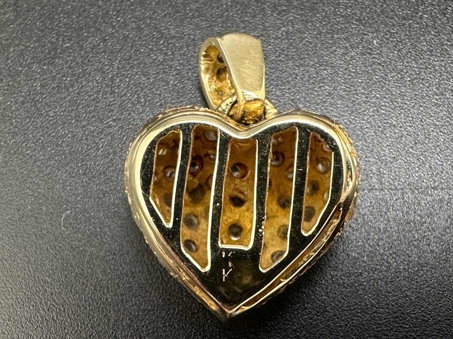 14K Gold (5.9g) CZ Heart Shaped Pendant FMV $450 Retail $900 [Photo 6]