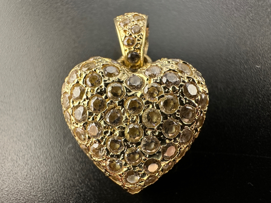 14K Gold (5.9g) CZ Heart Shaped Pendant FMV $450 Retail $900 [Photo 3]