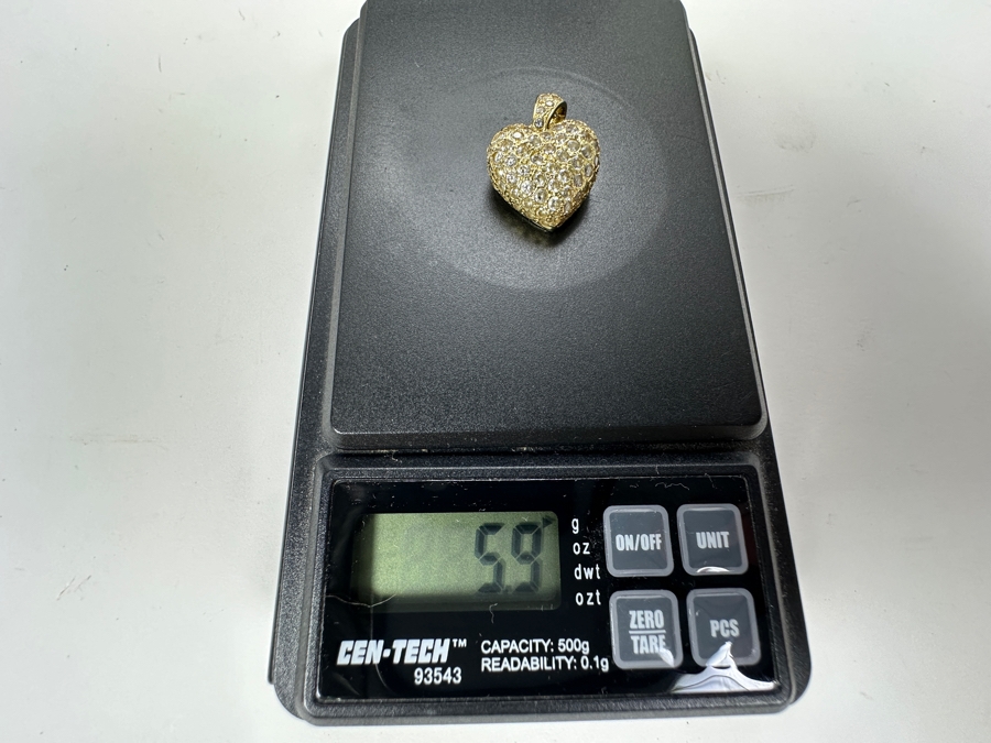 14K Gold (5.9g) CZ Heart Shaped Pendant FMV $450 Retail $900 [Photo 8]