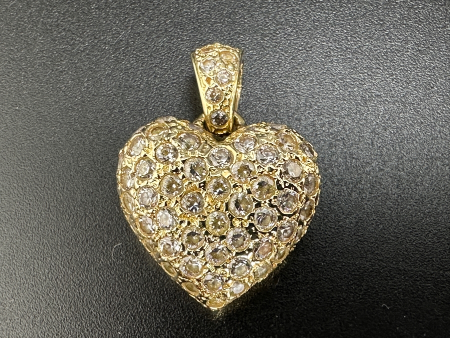 14K Gold (5.9g) CZ Heart Shaped Pendant FMV $450 Retail $900 [Photo 4]