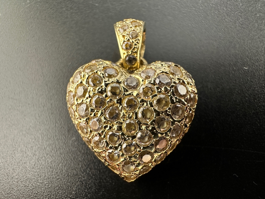 14K Gold (5.9g) CZ Heart Shaped Pendant FMV $450 Retail $900 [Photo 2]