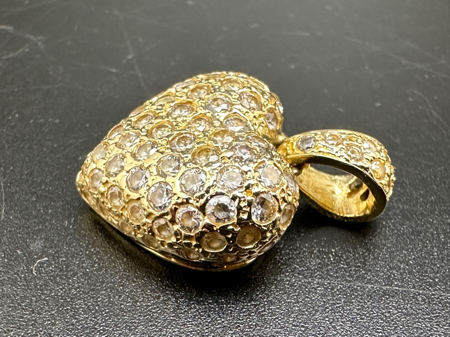 14K Gold (5.9g) CZ Heart Shaped Pendant FMV $450 Retail $900 [Photo 5]