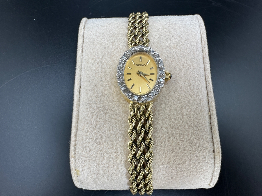 14K Gold Seiko Watch (16.4g) 6.75'L With 14K Gold Multi-Chain Band FMV $600 Retail $1,200 [Photo 3]
