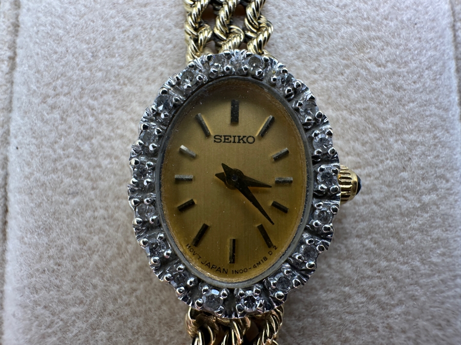 14K Gold Seiko Watch (16.4g) 6.75'L With 14K Gold Multi-Chain Band FMV $600 Retail $1,200 [Photo 4]