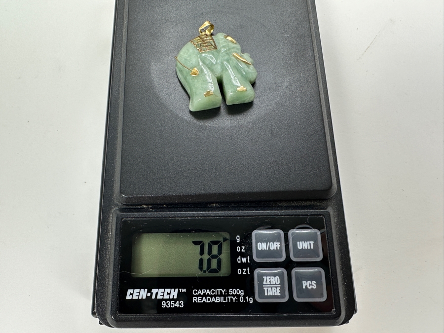 Carved Jade Elephant (7.8g) with 14K Gold Decorations FMV $100 Retail $200 [Photo 7]