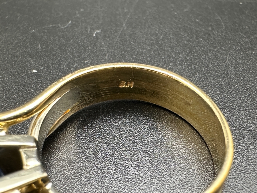 14K Gold Ring (5.9g) with Synthetic Sapphire and ～.50 cttw Diamonds (H-I Color SI² - I¹) Size 8 FMV $1,000 Retail $2,000 [Photo 16]