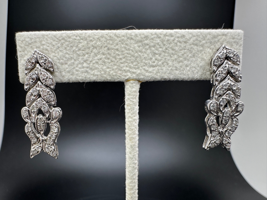 14K Gold (8.6g) Bracelet Link Earrings with ～1.0 cttw Diamonds FMV $1,100 Retail $2,200 [Photo 3]