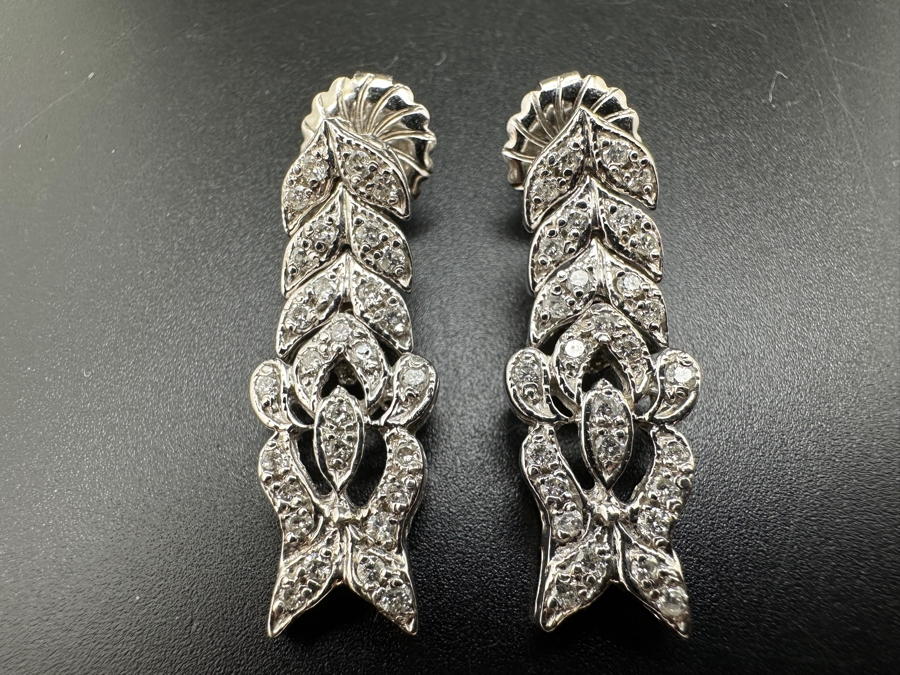 14K Gold (8.6g) Bracelet Link Earrings with ～1.0 cttw Diamonds FMV $1,100 Retail $2,200 [Photo 4]