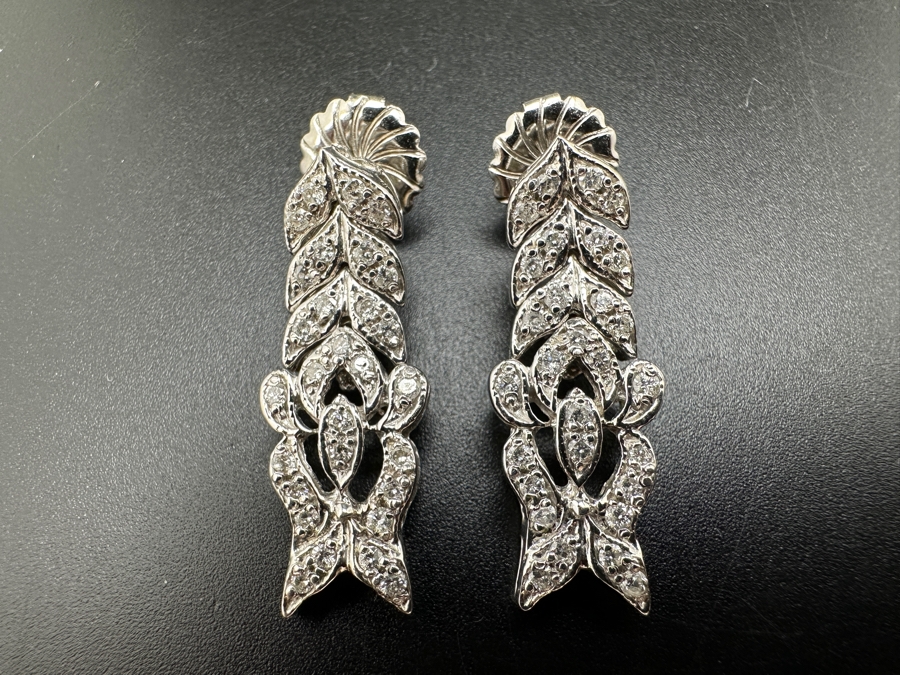 14K Gold (8.6g) Bracelet Link Earrings with ～1.0 cttw Diamonds FMV $1,100 Retail $2,200 [Photo 5]