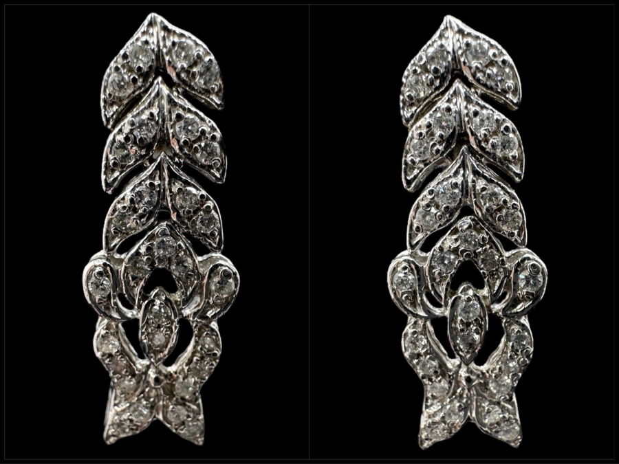 14K Gold (8.6g) Bracelet Link Earrings with ～1.0 cttw Diamonds FMV $1,100 Retail $2,200 [Photo 2]