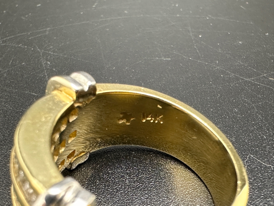 14K Two Tone Gold Princess Cut Channel Set Diamond Ring 14.3g ～1.50 cttw Size 7 FMV $2,200 Retail $4,400 [Photo 15]