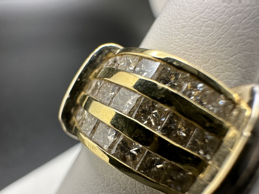 14K Two Tone Gold Princess Cut Channel Set Diamond Ring 14.3g ～1.50 cttw Size 7 FMV $2,200 Retail $4,400 [Photo 13]