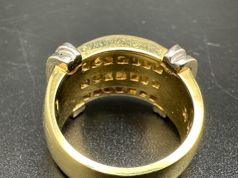 14K Two Tone Gold Princess Cut Channel Set Diamond Ring 14.3g ～1.50 cttw Size 7 FMV $2,200 Retail $4,400 [Photo 16]