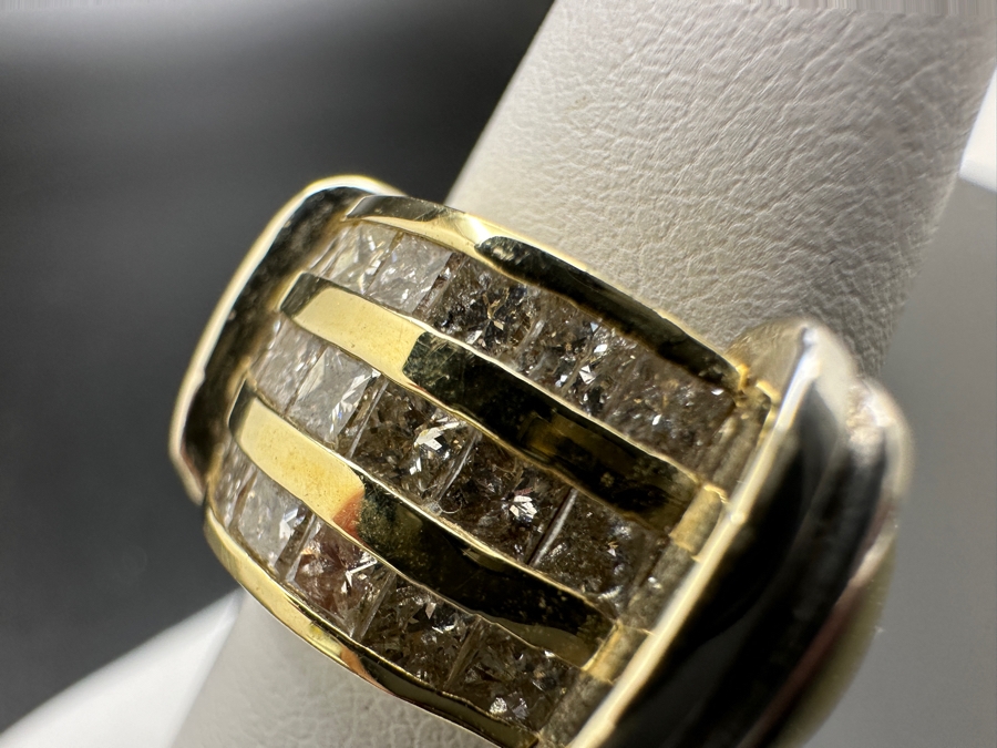 14K Two Tone Gold Princess Cut Channel Set Diamond Ring 14.3g ～1.50 cttw Size 7 FMV $2,200 Retail $4,400 [Photo 12]