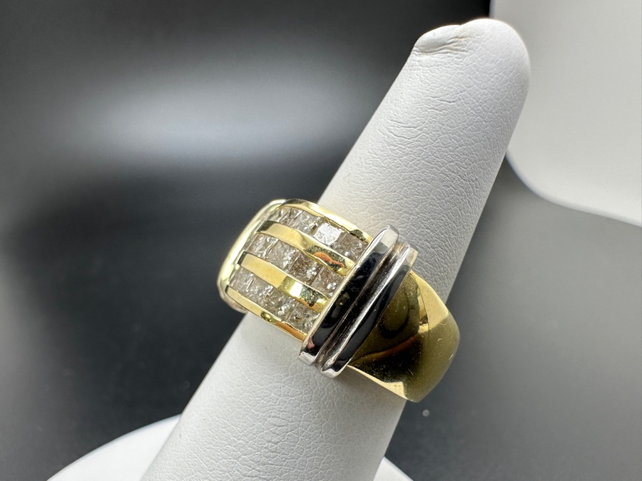 14K Two Tone Gold Princess Cut Channel Set Diamond Ring 14.3g ～1.50 cttw Size 7 FMV $2,200 Retail $4,400 [Photo 10]