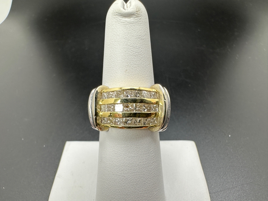 14K Two Tone Gold Princess Cut Channel Set Diamond Ring 14.3g ～1.50 cttw Size 7 FMV $2,200 Retail $4,400 [Photo 2]