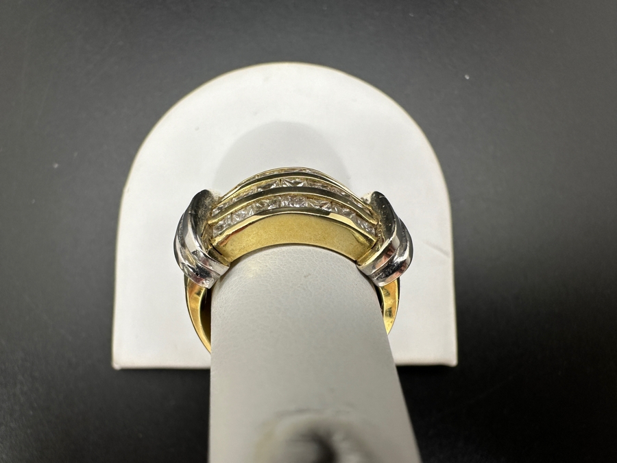 14K Two Tone Gold Princess Cut Channel Set Diamond Ring 14.3g ～1.50 cttw Size 7 FMV $2,200 Retail $4,400 [Photo 9]