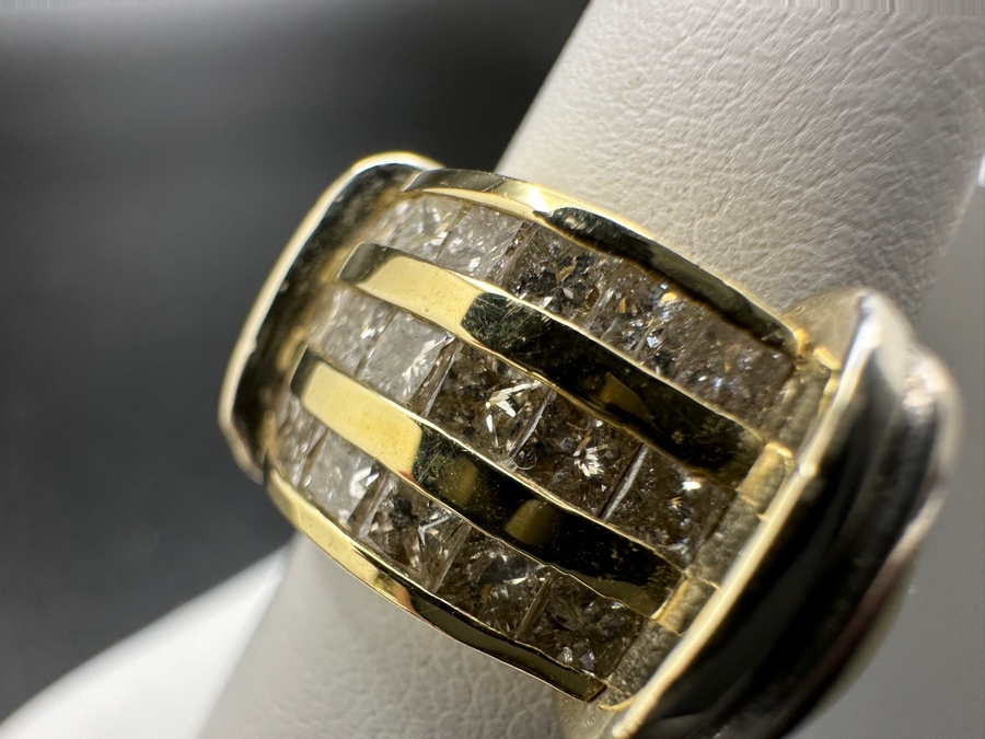 14K Two Tone Gold Princess Cut Channel Set Diamond Ring 14.3g ～1.50 cttw Size 7 FMV $2,200 Retail $4,400 [Photo 11]