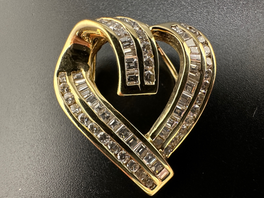 14K Gold Heart Pendant 6.4g with ～2.0 cttw Diamonds FMV $1,500 Retail $3,000 [Photo 3]