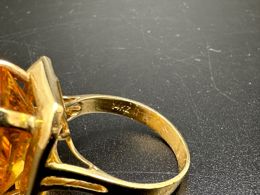 14K Gold and Citrine Ring 6.3g Size 7.5 FMV $600 Retail $1,200  [Photo 15]