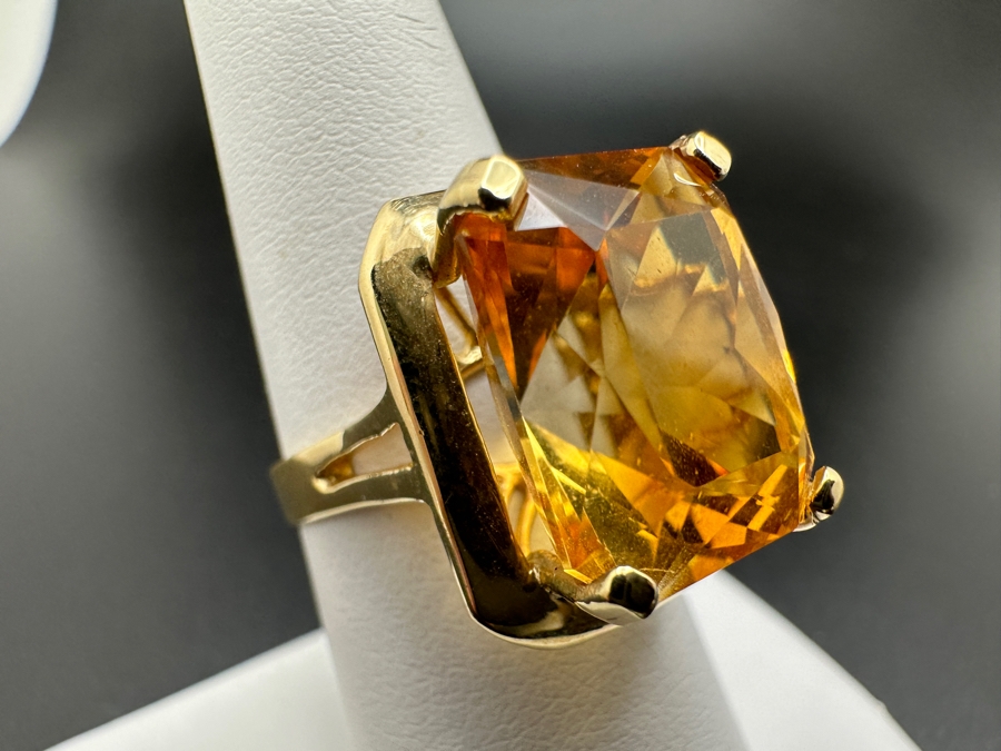 14K Gold and Citrine Ring 6.3g Size 7.5 FMV $600 Retail $1,200  [Photo 5]