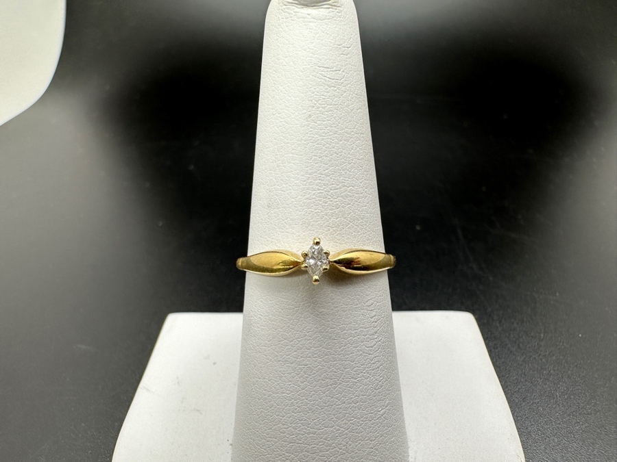 14K Gold Marquise Diamond Ring 1.4g .05cttw Size 8 FMV $150 Retail $300 [Photo 2]