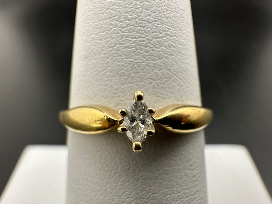 14K Gold Marquise Diamond Ring 1.4g .05cttw Size 8 FMV $150 Retail $300 [Photo 3]
