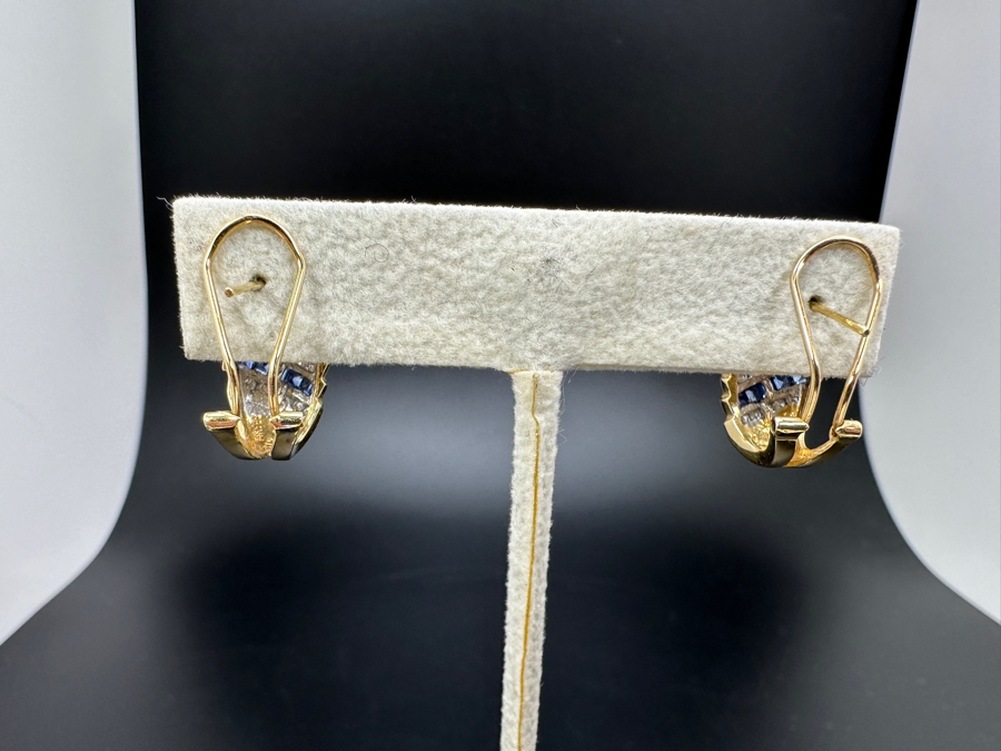 14K Gold and Precious Stone Earrings 7.4g ～.50 cttw Diamonds ～.30 cttw Sapphires ～.30 cttw Rubies ～.30 cttw Emeralds FMV $1,300 Retail $2,600 [Photo 7]